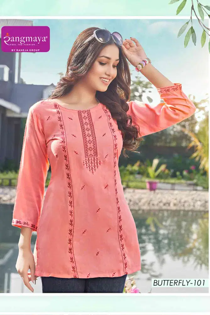 Butterfly By Rangmaya Rayon Tunic Ladies Top Suppliers In India